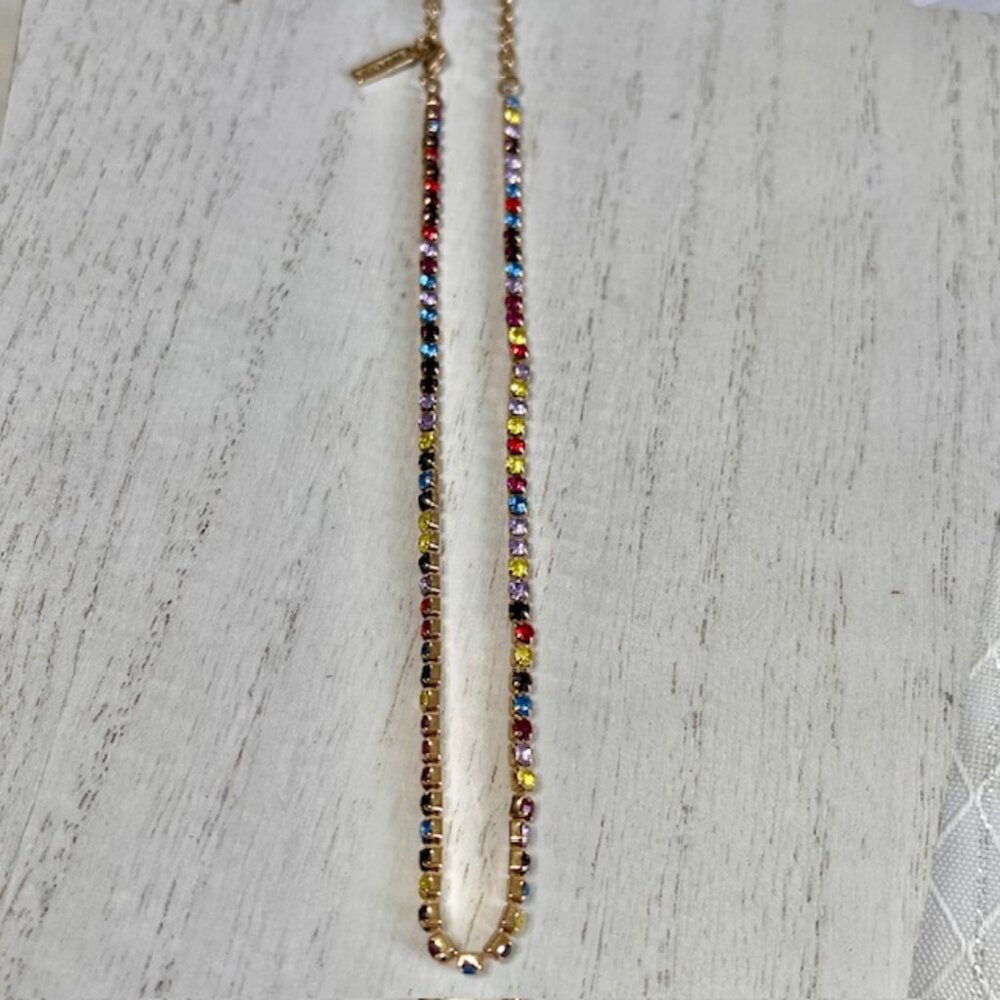 Sugarfix Rainbow Crystal Rhinestone Necklace, Gold Tone Rhinestone Jewelry - Picture 7 of 7